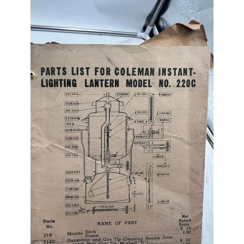 Vintage Coleman Double Mantle Lantern Model 2200 1958 US ARMY